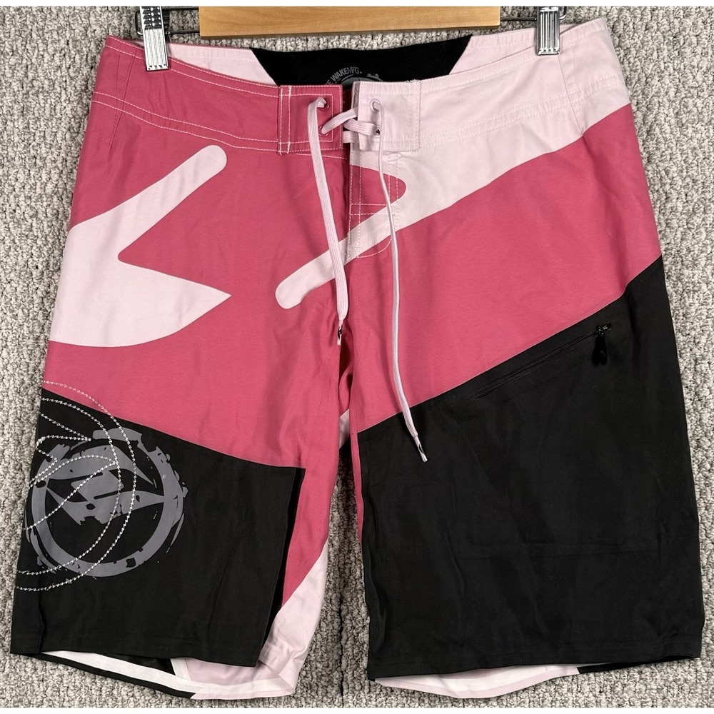Hyperlite Wakeboard Board Shorts Pink Black Women's Size 7 Surf Swim Beach